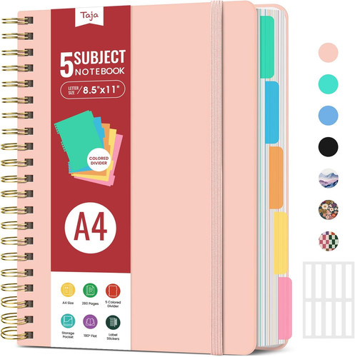 Pink subject spiral notebook - pink,