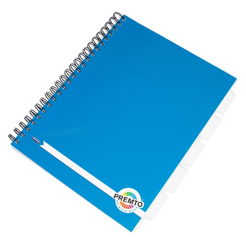 Blue project book with - with, tabs